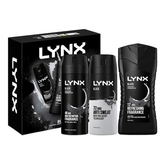Lynx Shaving & Grooming Lynx Black Trio Gift Set (225ml Body Wash + 150ml Body Spray + 150ml Anti Perspirant)