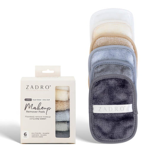 Zadro ZMRW6PNEU 705004424776 product photo front view stack with packaging, makeup remover cloths, 6-pack in front of a white background