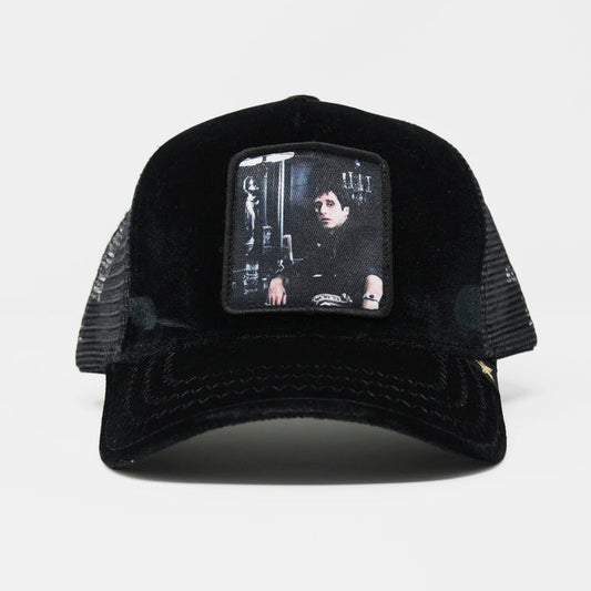Men GOLD STAR Scar Face Velvet Trucker Hat