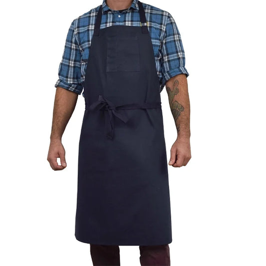 Navy Blue JB Prince Bib Apron shot on white background.