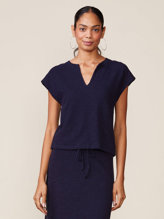 Notch Textured Knit Top