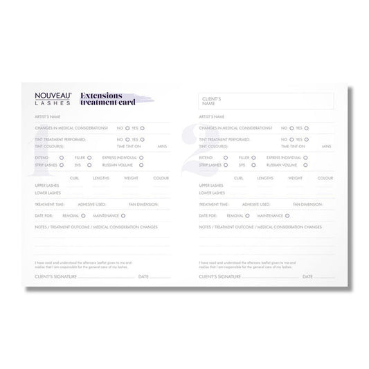 Nouveau Lashes | Lash Extensions treatment record card