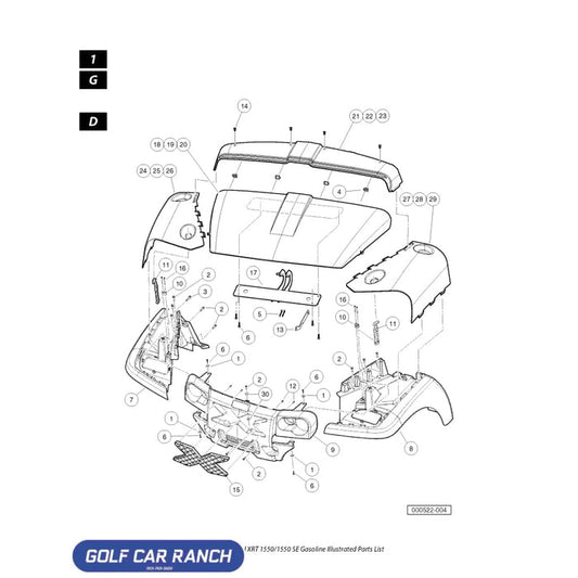 PANEL COWL PS GL AWD RED SKU: 103959430 - CLUB CAR CA/XRT REPAIR PART