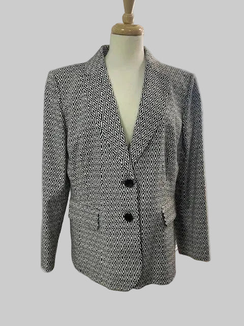 Pater Hahn Geometrical Black & White Jacket - UK 18 EU 46 - Blazer - Double Breasted