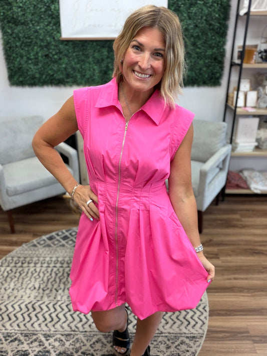 Pop of Pink Bubble Dress