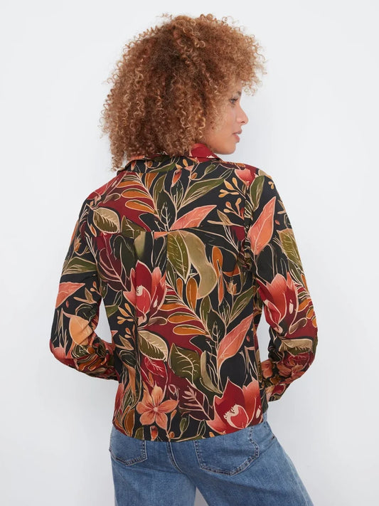 Printed LS Shirt w/ Twisted Front