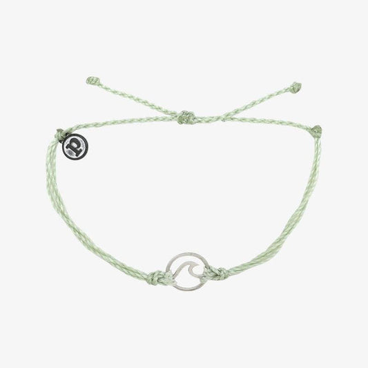 PuraVida Silver Wave Charm Bracelet White