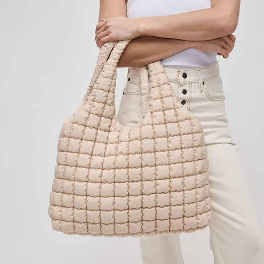 Quilted Puffer Nylon Hobo Tote by Sol and Solene