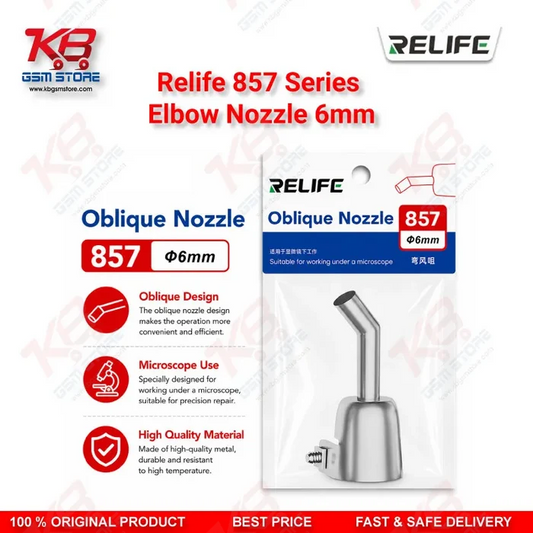 RELIFE 857 Series 45° Elbow Nozzle 6mm – Bent Hot Air Rework Nozzle