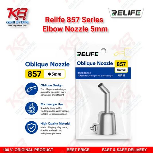 RELIFE 857 Series Elbow Nozzle 5mm – 45° Bent Hot Air Nozzle for BGA Rework