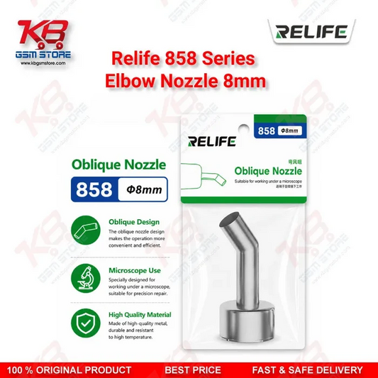 RELIFE 858 Series 45° Elbow Nozzle 8mm – Hot Air Rework Station Nozzle