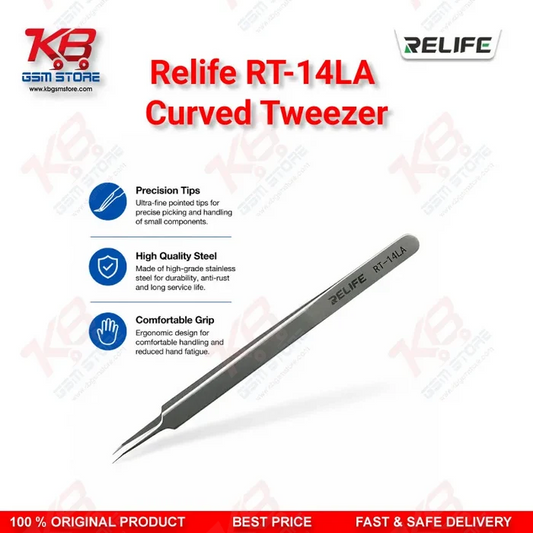 RELIFE RT-14LA Precision Curved Chip Tweezer for Mobile IC Repair