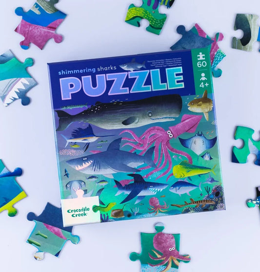 Shimmering Sharks Foil Puzzle 60 Pce