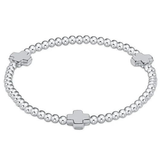 Signature Cross Sterling Pattern 3mm Bead Bracelet