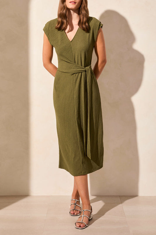S/S Dress W/Front Tie