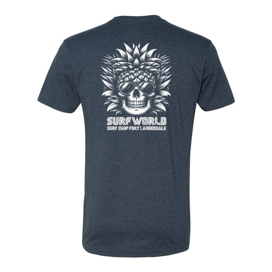 Surf World Pineapple Lagoon Skull Tee Shirt - Dark Navy - Indigo - Lagoon Mens T Shirt Dark Navy