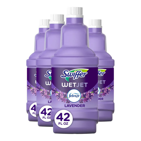 Swiffer WetJet Multi Surface Floor Cleaner Febreze Lavender Vanilla and Comfort - 42.2 oz - 4 Pack
