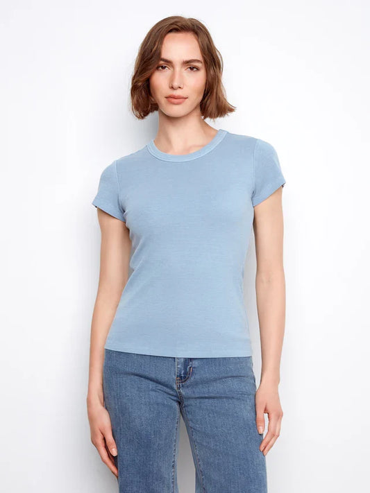 Tencel Rib Crew Neck T-Shirt