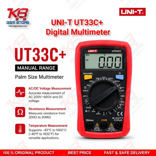 UNI-T UT33C+ Digital Multimeter – Palm Size DMM with Temperature Measurement