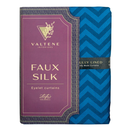 Valtene Printed Faux Silk Curtains - 66 X 72Cm - Blue 340160