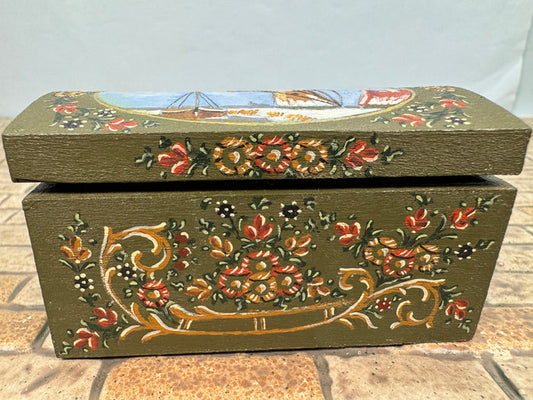 Vintage Artisan Handmade Hand Painted Nautical Chest
