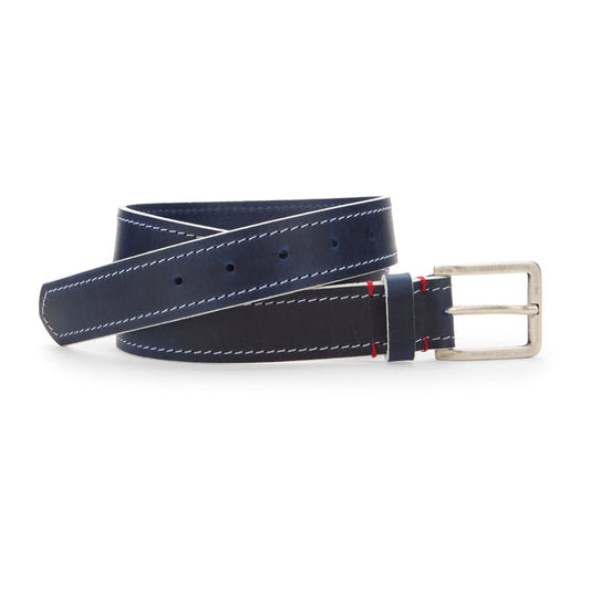 White Edge Waxed Leather Belt