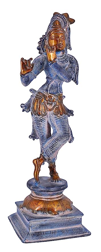 White Whale Antique Lord Krishna Brass Statue Bhagwan Lord Krishna Idol Statue Murti Home Decor