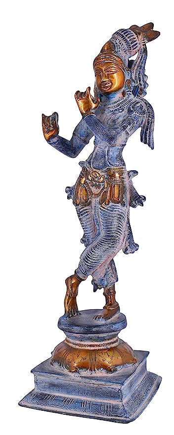 White Whale Antique Lord Krishna Brass Statue Bhagwan Lord Krishna Idol Statue Murti Home Decor