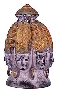 White Whale Brass Brahma Face Statue Hindu Religion God Sculpture Idol Statue
