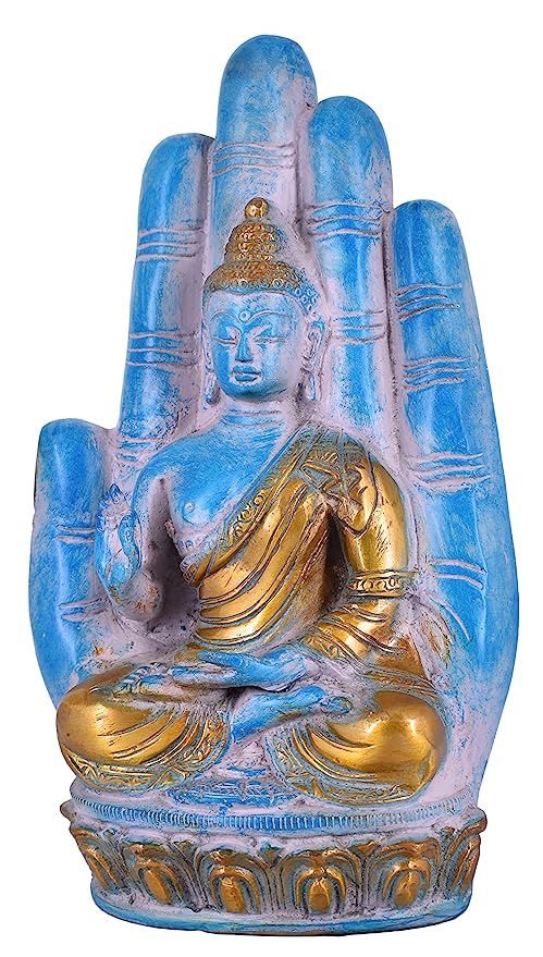 White Whale Brass Buddha Statue Murti for Home Decor Entrance Office Table Living Room Meditation Luck Gift Feng Shui Home Décor