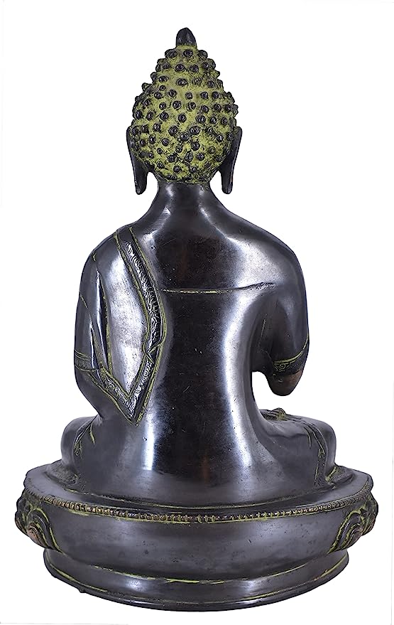 White Whale Brass Buddha Statue Murti for Home Decor Entrance Office Table Living Room Meditation Luck Gift Feng Shui Home Décor
