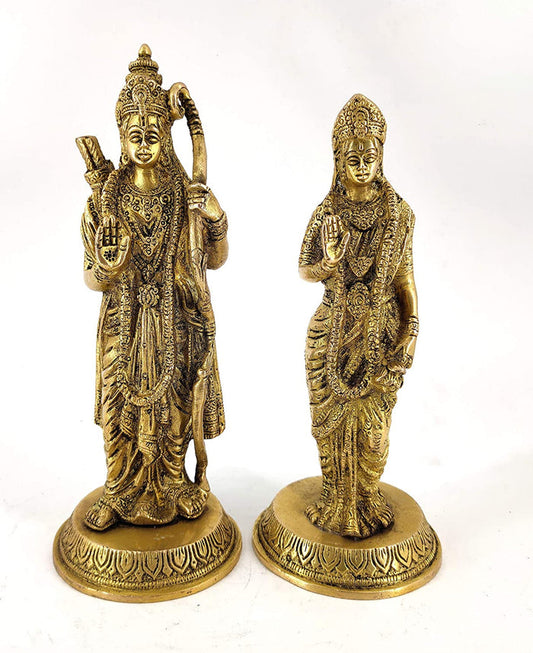White Whale Lord Ram Sita Brass Statue Religious Strength Sculpture Idol
