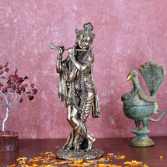 White Whale Superfine Brass Hindu God Lord Krishna Bhagwan Lord Krishna Idol Statue Murti