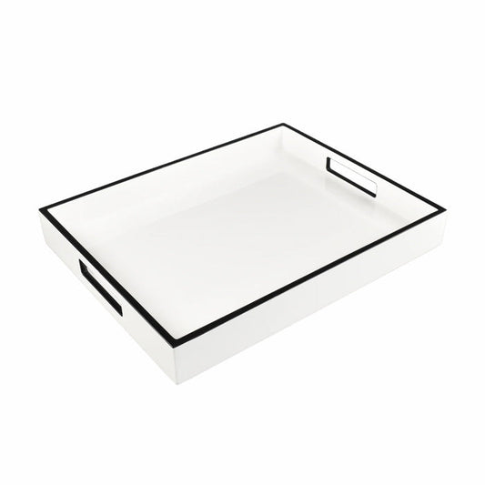 White with Black Trim Lacquer Tray