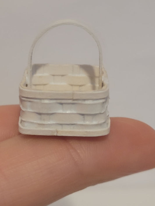 White Woven Basket with Handle