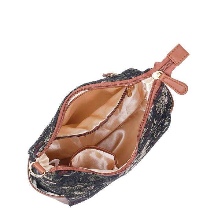 Women’s vintage tapestry vegan‑leather hobo crossbody bag for travel, office, work, and daily use — Canada & USA-inner view