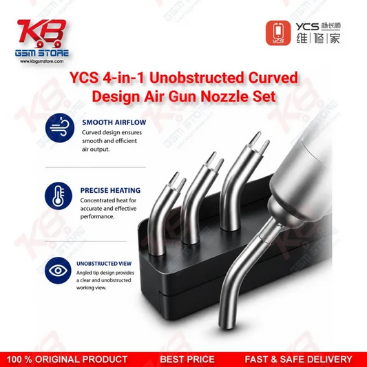 YCS 4-in-1 Curved Air Gun Nozzle Set – 5mm/10mm/12x17mm/13x13mm for YCS R1 Series Hot Air Station