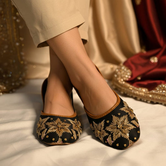 Zari Glow Embroidery Floral Khussa Premium Festive Collection